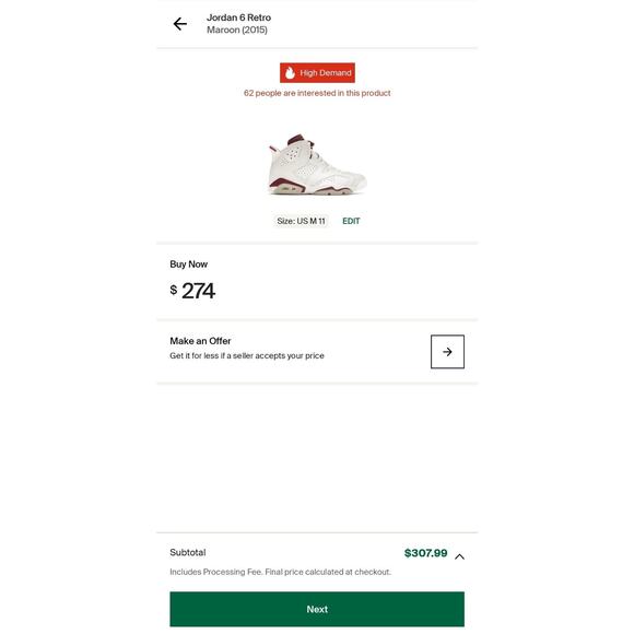 Size 11M | 12.5W - Jordan 6 Retro Maroon (2015) - 384664-116 - Picture 11 of 11